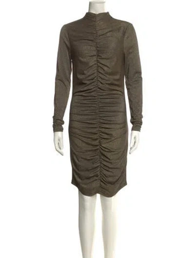 Pre-owned Veronica Beard Turtleneck Knee-length Dress In Gold