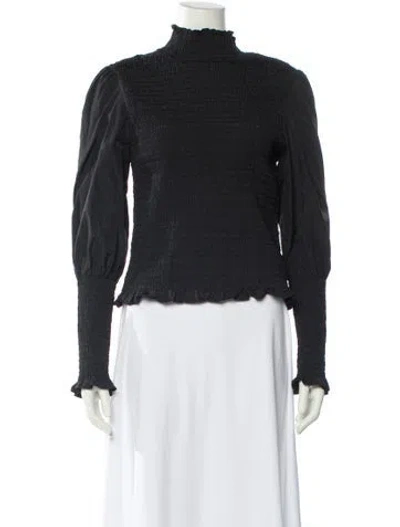 Pre-owned Veronica Beard Turtleneck Long Sleeve Blouse In Black