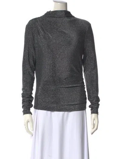 Pre-owned Veronica Beard Turtleneck Long Sleeve Sweatshirt In Silver