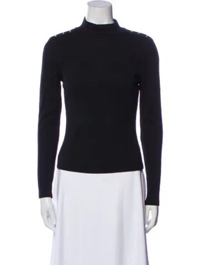 Pre-owned Veronica Beard Turtleneck Long Sleeve Top In Black