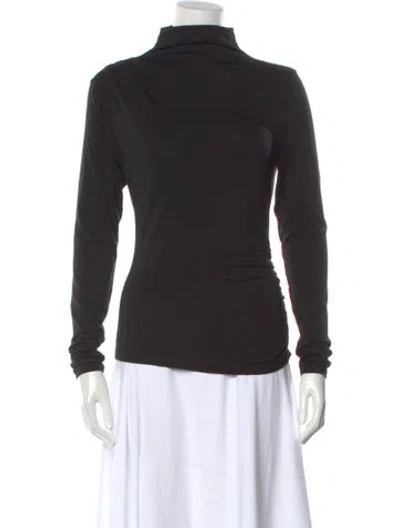 Pre-owned Veronica Beard Turtleneck Long Sleeve Top In Black