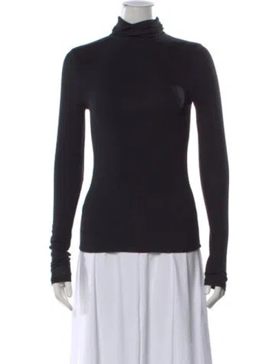 Pre-owned Veronica Beard Turtleneck Long Sleeve Top In Black
