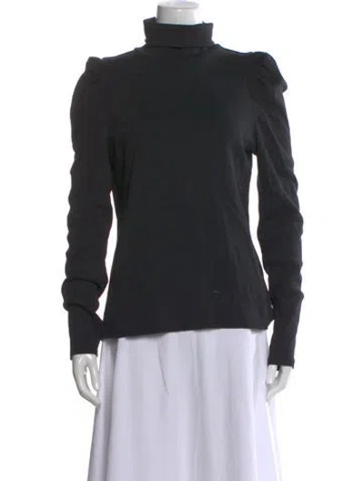 Pre-owned Veronica Beard Turtleneck Long Sleeve Top In Black
