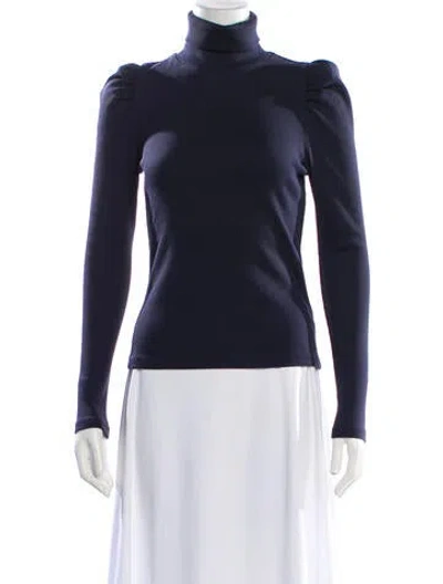 Pre-owned Veronica Beard Turtleneck Long Sleeve Top In Blue