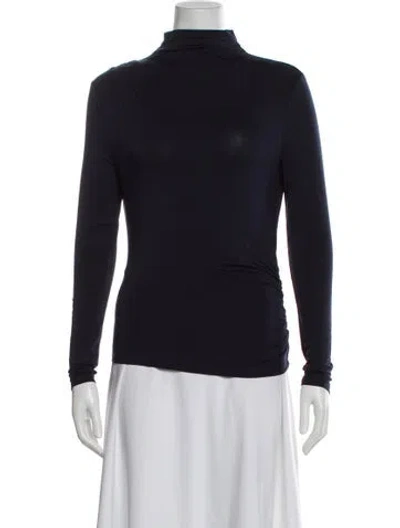 Pre-owned Veronica Beard Turtleneck Long Sleeve Top In Blue