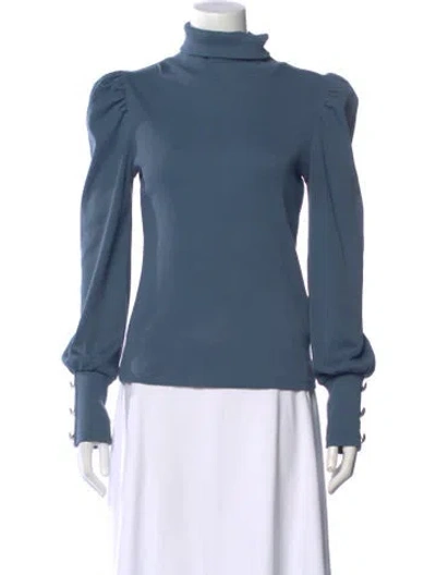 Pre-owned Veronica Beard Turtleneck Long Sleeve Top In Blue