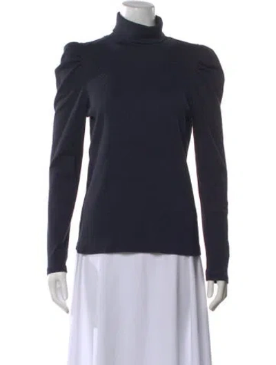 Pre-owned Veronica Beard Turtleneck Long Sleeve Top In Blue