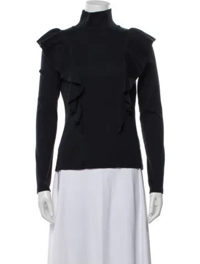 Pre-owned Veronica Beard Turtleneck Long Sleeve Top In Blue