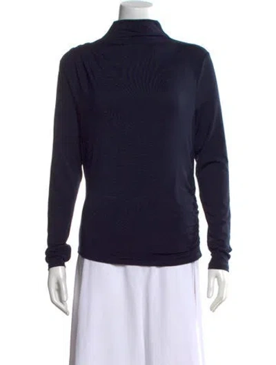 Pre-owned Veronica Beard Turtleneck Long Sleeve Top In Blue
