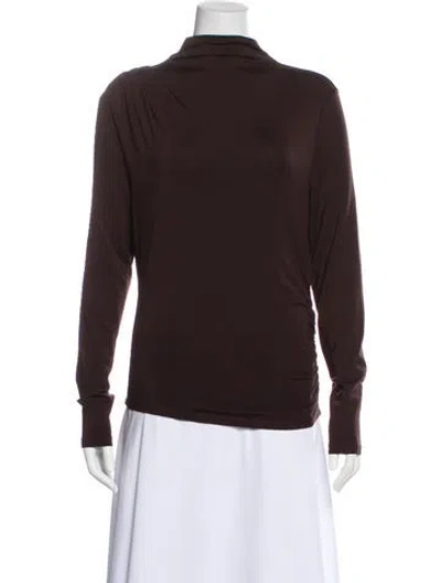 Pre-owned Veronica Beard Turtleneck Long Sleeve Top In Brown