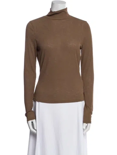 Pre-owned Veronica Beard Turtleneck Long Sleeve Top In Brown