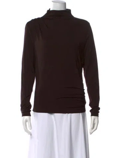 Pre-owned Veronica Beard Turtleneck Long Sleeve Top In Brown
