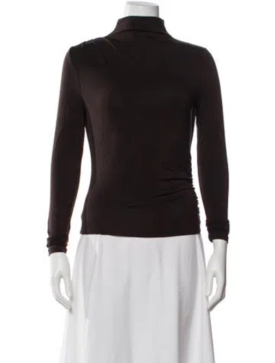 Pre-owned Veronica Beard Turtleneck Long Sleeve Top In Brown