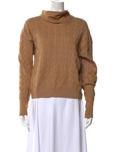 Pre-owned Veronica Beard Turtleneck Long Sleeve Top In Brown