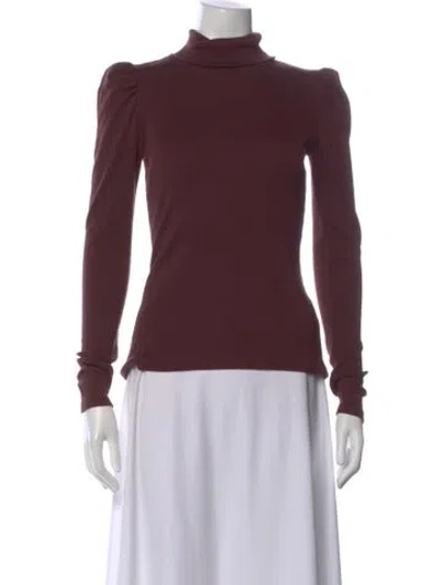 Pre-owned Veronica Beard Turtleneck Long Sleeve Top In Burgundy