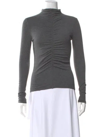 Pre-owned Veronica Beard Turtleneck Long Sleeve Top In Gray