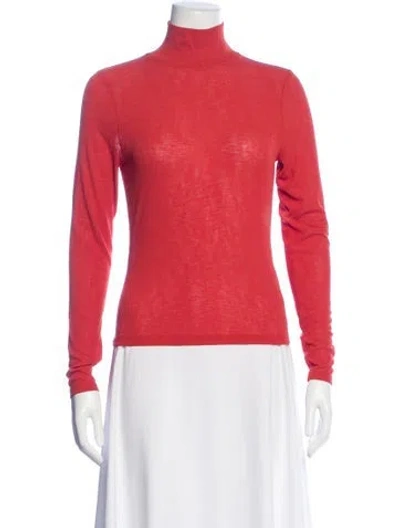 Pre-owned Veronica Beard Turtleneck Long Sleeve Top In Orange