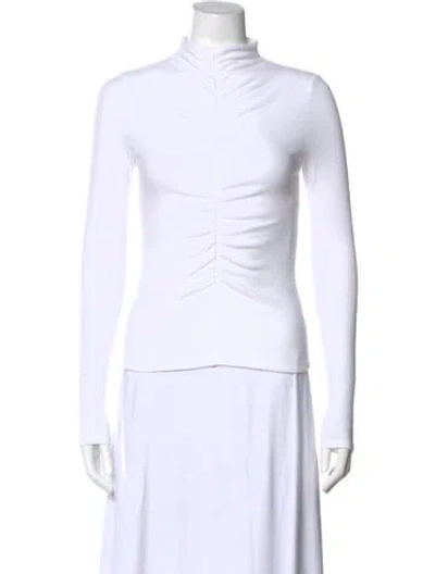 Pre-owned Veronica Beard Turtleneck Long Sleeve Top In White