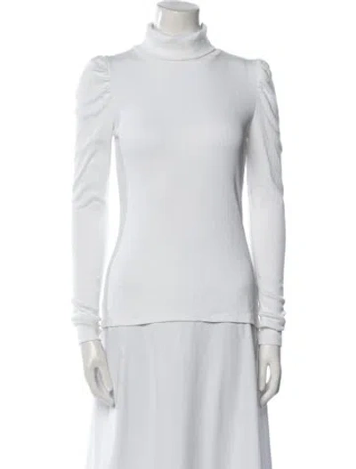 Pre-owned Veronica Beard Turtleneck Long Sleeve Top In White