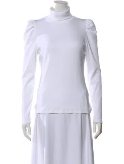 Pre-owned Veronica Beard Turtleneck Long Sleeve Top In White