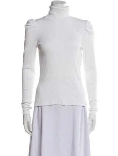 Pre-owned Veronica Beard Turtleneck Long Sleeve Top In White