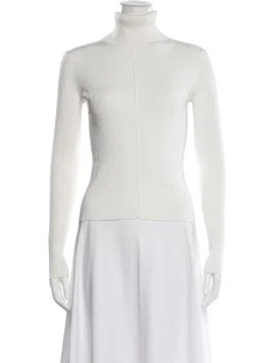 Pre-owned Veronica Beard Turtleneck Long Sleeve Top In White