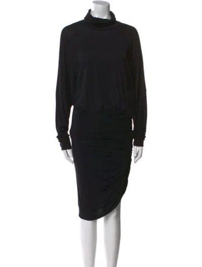Pre-owned Veronica Beard Turtleneck Midi Length Dress In Black