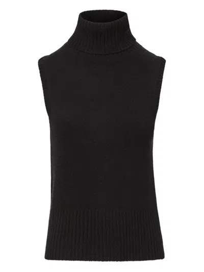 Veronica Beard Turtleneck Sleeveless Top In Black