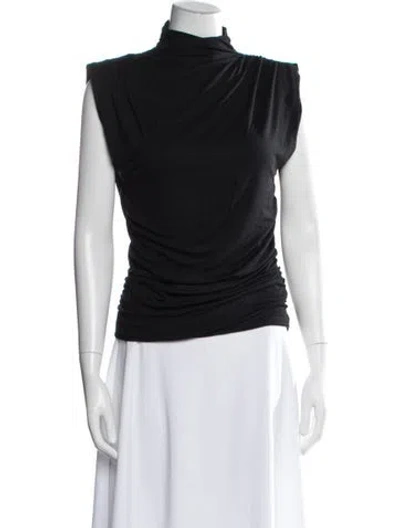 Pre-owned Veronica Beard Turtleneck Sleeveless Top In Black