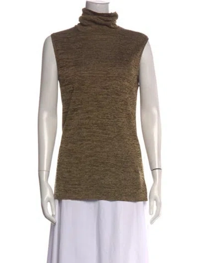 Pre-owned Veronica Beard Turtleneck Sleeveless Top In Brown