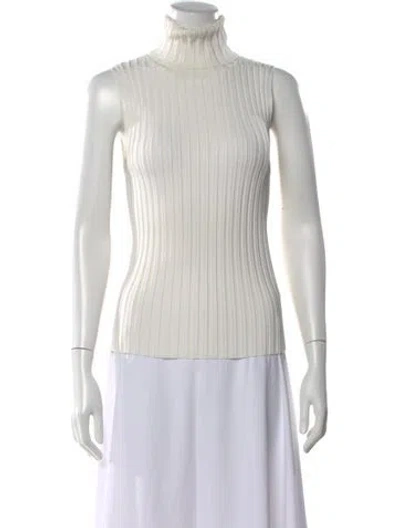 Pre-owned Veronica Beard Turtleneck Sleeveless Top In Neutral