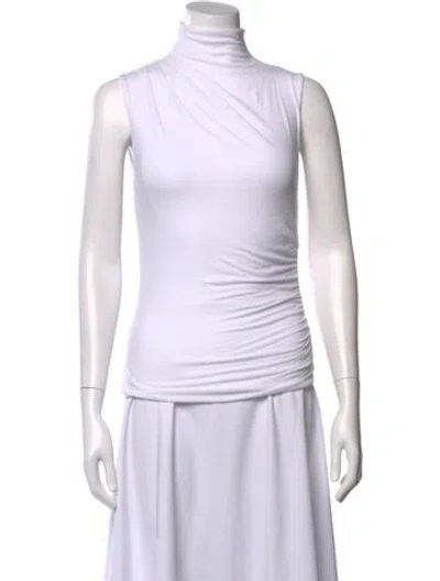 Pre-owned Veronica Beard Turtleneck Sleeveless Top In White
