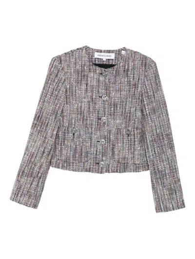 Veronica Beard Tweed Buttoned Jacket In Gray