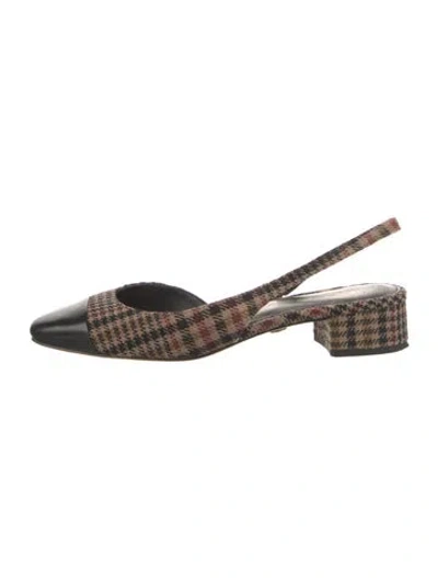 Pre-owned Veronica Beard Tweed Houndstooth Print Slingback Pumps In Red