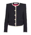 Veronica Beard Mabel Collarless Tweed Jacket In Black In Navy