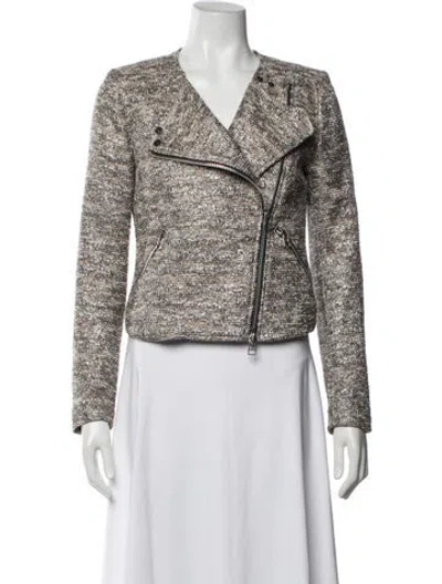 Pre-owned Veronica Beard Tweed Pattern Biker Jacket In Multicolor
