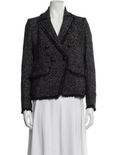 Pre-owned Veronica Beard Tweed Pattern Blazer In Black