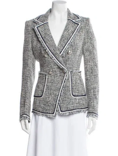 Pre-owned Veronica Beard Tweed Pattern Blazer In Black