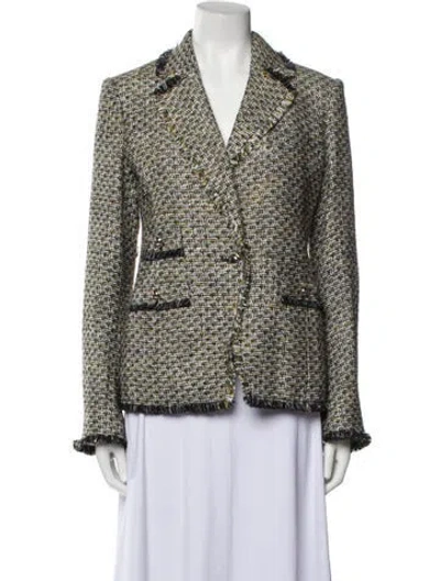 Pre-owned Veronica Beard Tweed Pattern Blazer In Black