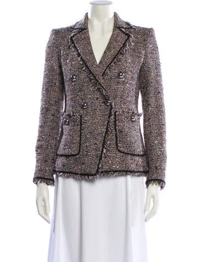 Pre-owned Veronica Beard Tweed Pattern Blazer In Black