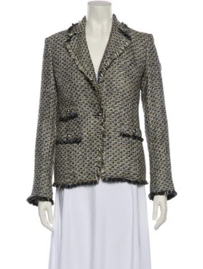 Pre-owned Veronica Beard Tweed Pattern Blazer In Black