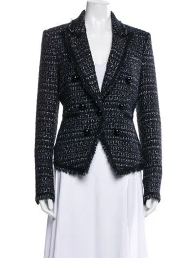 Pre-owned Veronica Beard Tweed Pattern Blazer In Black