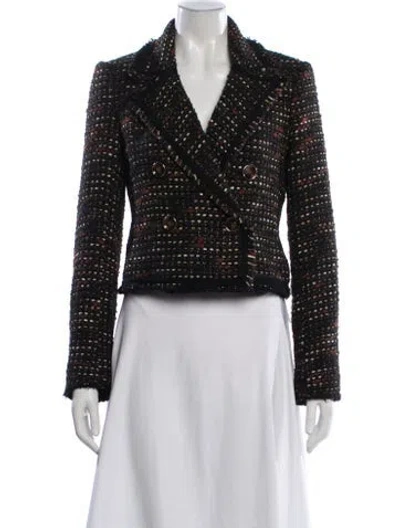 Pre-owned Veronica Beard Tweed Pattern Blazer In Black
