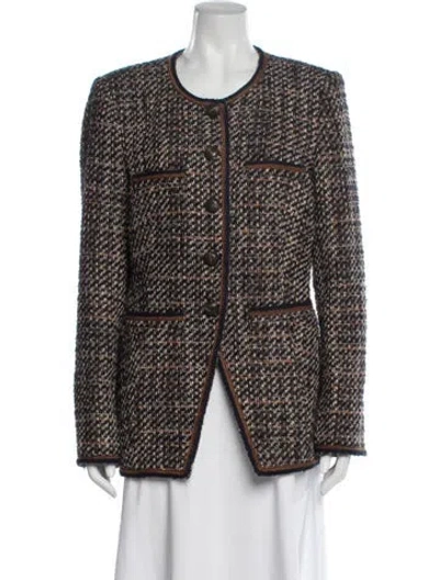 Pre-owned Veronica Beard Tweed Pattern Blazer In Black