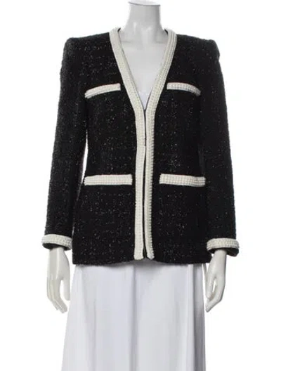 Pre-owned Veronica Beard Tweed Pattern Blazer In Black