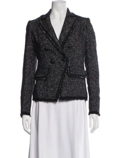 Pre-owned Veronica Beard Tweed Pattern Blazer In Black