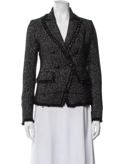 Pre-owned Veronica Beard Tweed Pattern Blazer In Black