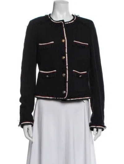 Pre-owned Veronica Beard Tweed Pattern Blazer In Black