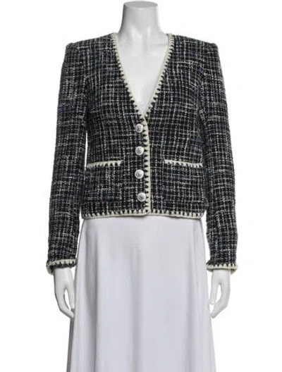 Pre-owned Veronica Beard Tweed Pattern Blazer In Black