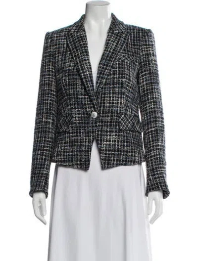 Pre-owned Veronica Beard Tweed Pattern Blazer In Black